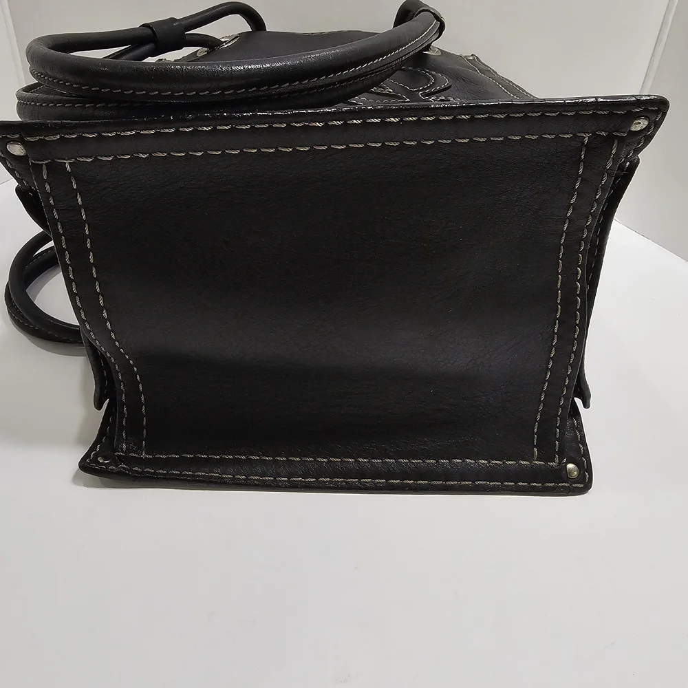 Authentic LOEWE Black Leather Stitched Anagram Logo Shopper Tote Bag (Pristine) - Picture 7 of 15